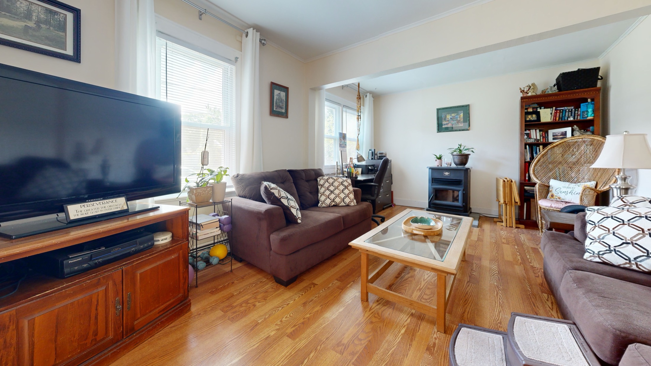 Sun-washed living room at 123 Clinton Avenue